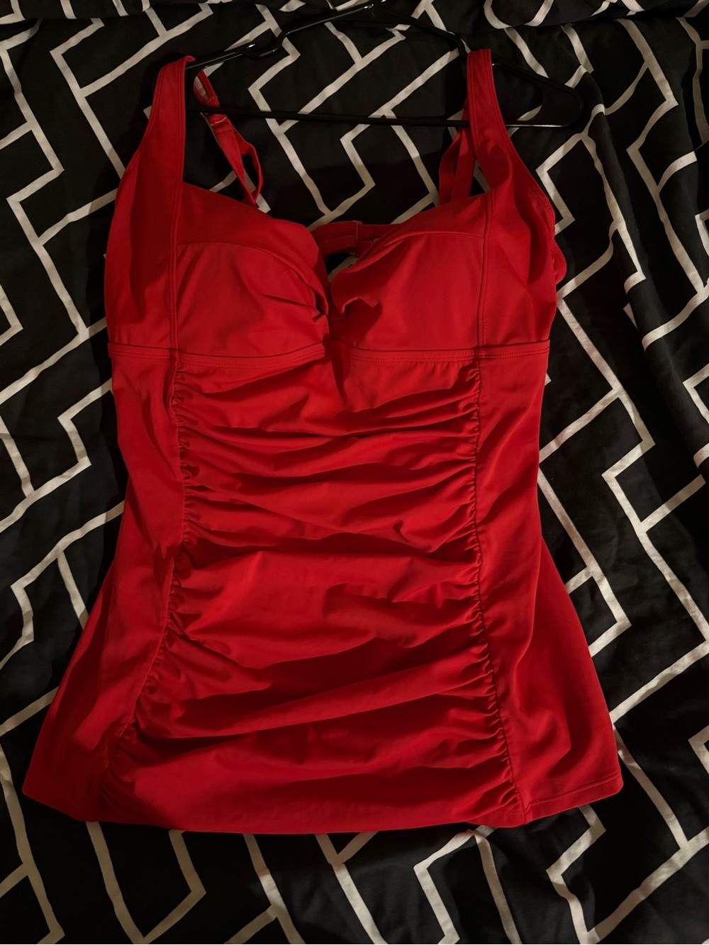 Torrid red ruched tankini top, size 3